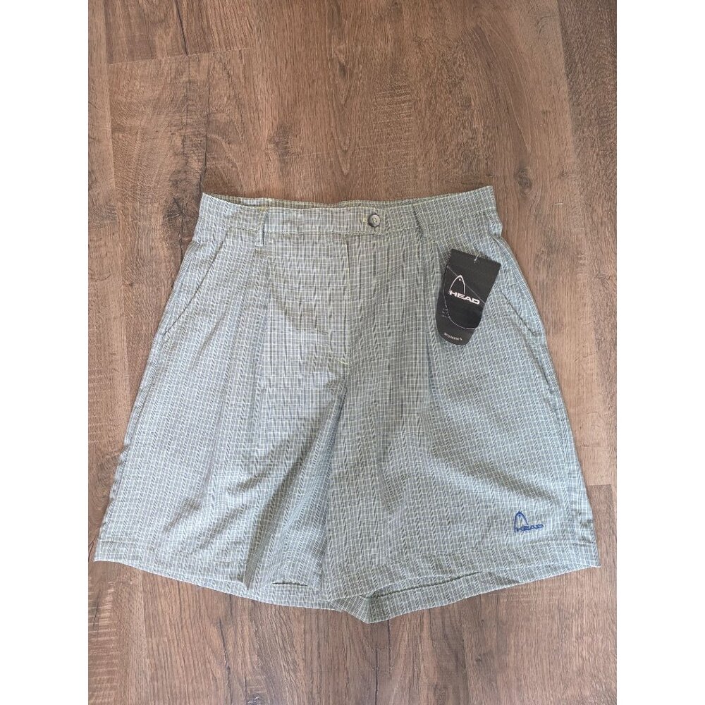 Vtg Head Ladies Green Plaid Pleated Lightweight Golf Shorts 10 NEW 28" Waist